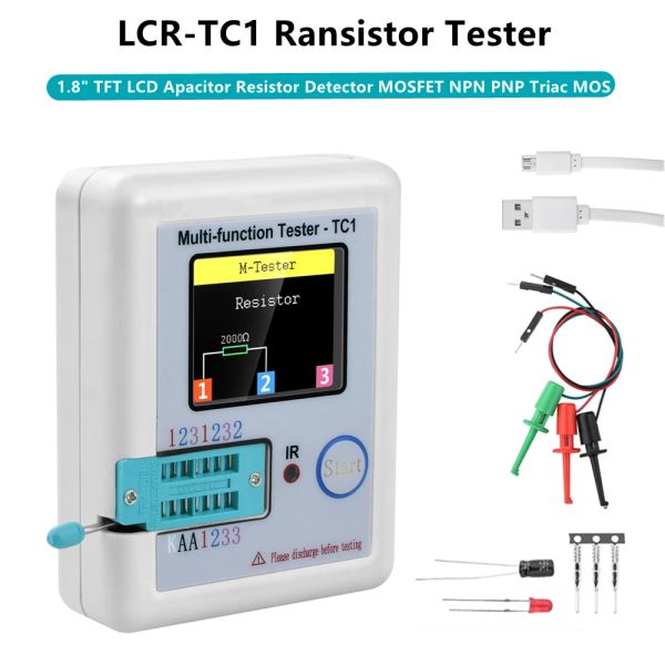 LCR-TC1 LCR-T7 LCD Exibir transistor de transistor de vários metros Diodo Triodo Triodo Medidor de teste de resistor ESR LCR NPN PNP MOSFET Cod