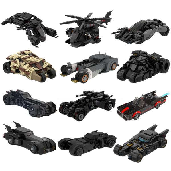 MOC Superhelden Knight Technical Car Animationsserie Batmobile Becher Panzerfahrzeug Batpod Batwing -Bausteine Spielzeug Geschenk