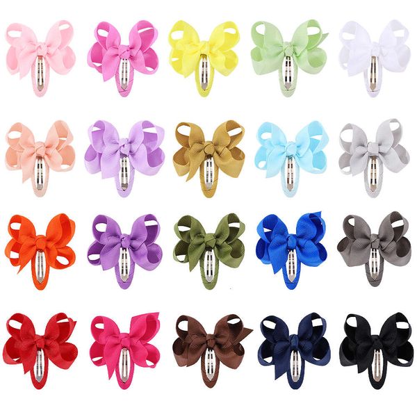 2 pezzi/set da 2,75 pollici clip di sicurezza a prua solida per bambine grosprain nastro acconciatura per bambini accessori per capelli coperto all'ingrosso