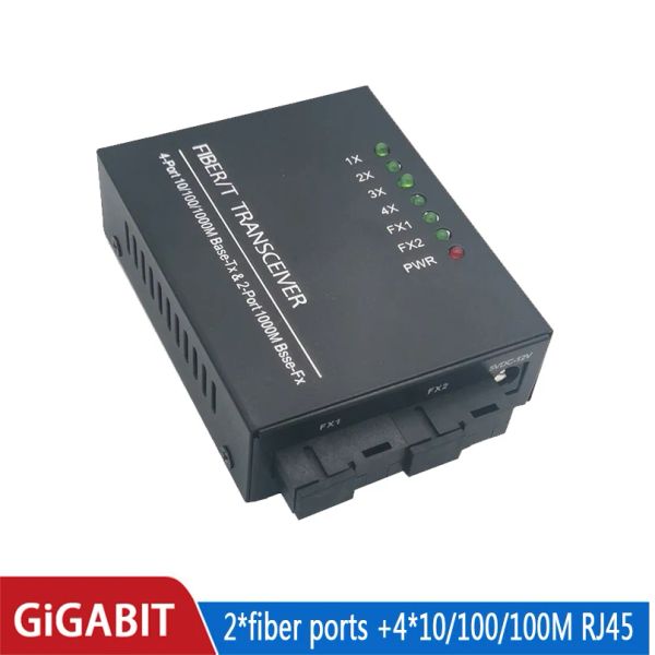 10/100/1000m Switch 4 RJ45 UTP 2 SC Gigabit Glasfaser -Medienkonverter 2SC 4 RJ45 2F4E Ethernet