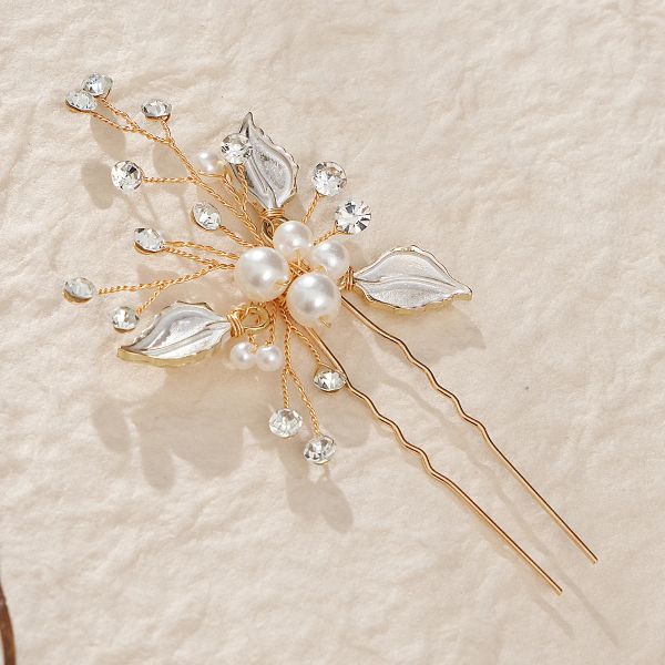 Donne Flower Hairpin Stick Wedding Matrimonio di cristallo perle perle Hairpin a forma di peli a forma di peli barrette per capelli Accessori all'ingrosso