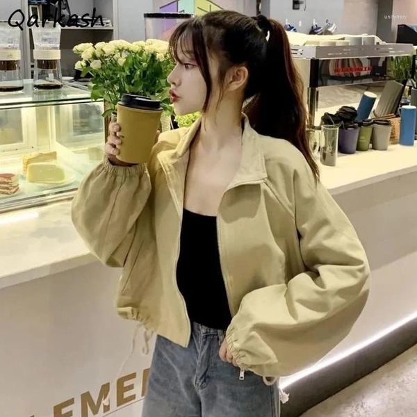 Frauenjacken geschnittene Frauen Kordelkordel koreanische Mode BF Studenten langärmelige Jacke Casual Spring Lose College Harajuku Streetwear
