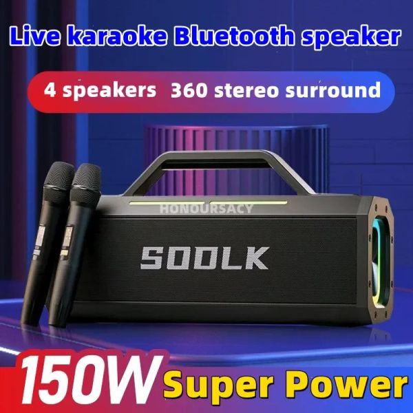 Sodlk S520 Altoparlanti Bluetooth impermeabile esterno 150W Altoparlanti audio karaoke portatile ad alta potenza Super Bass Bass Caixa de Som