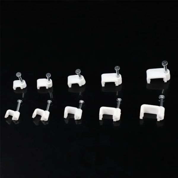 100 pezzi da 6 mm rotondo in acciaio in acciaio cavo unghie a muro clip per clip per cavi per RG5 RG6 Bianco di alta qualità a basso prezzo favorevole
