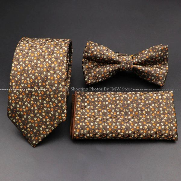 Hot Sale Rose Rose Floral Tie Floral Conjunto de poliéster onda de meteoros fogos de artifício Bowtie para o noivo Terno de casamento Cravat Acessório de camisa