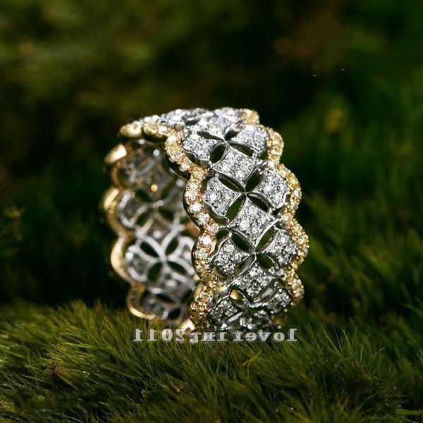 Großhandel Pave Set 220pcs Diamond Rose Gold 925 Sterling Silber Engagement Ehering Band Ring für Frauen Qpxte