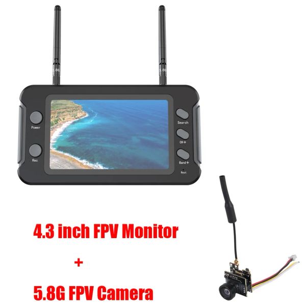 5,8G 40CH Antenne doppie Antenne FPV Monitorano vetri video Afferido HD W/ 5.8G 25MW Transmitter FPV Camera + OSD per droni da corsa