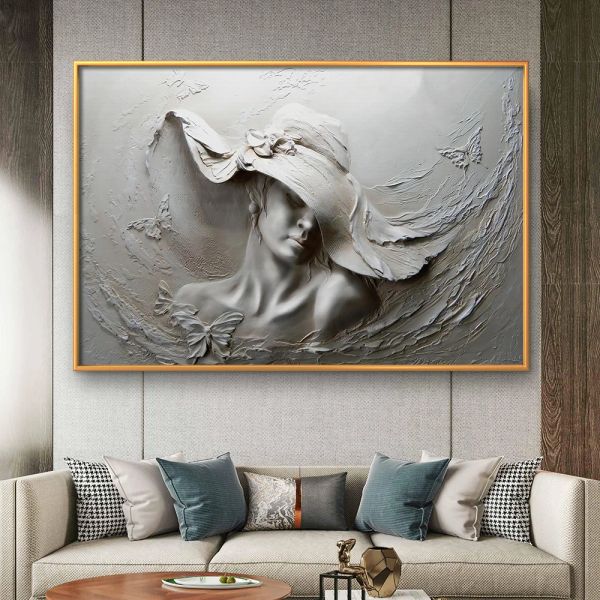 3d глиняная рельефная стена искусство абстрактное женщина холст рисовать печать элегантные обнаженные картинки гостиная спальня домашний декор плака