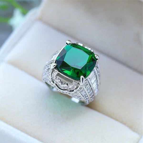 Vintage Aaaaa Emerald Cz Ring 925 Sterling Silver Engagement Anelli per donne Uomini Fine Gioielli Regali di gioielli IWDEC IWDEC