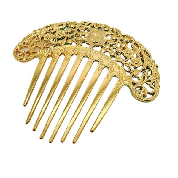 Neues chinesisches Haarnadel Retro Haar Kamm Hanfu Schale Haarnadel Haar Ornament hohl geschnitzte Kamm Gold Ornament Metallkamm