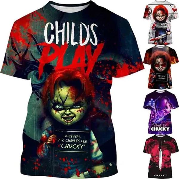 Fashion Design Men and Women Horror Thirt Film 3D Movie Bride of Chucky Cool Tshirt Unisex Cosplay Clown Doll 240518