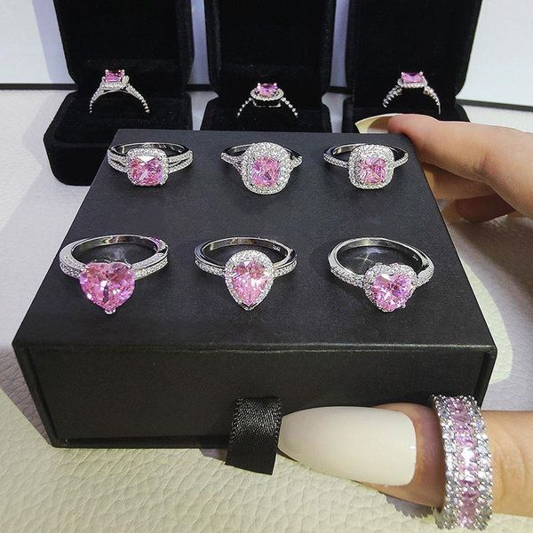 14 Styles Lady Pink Zircon Ring zircone White Gold Engagement Anelli da sposa per le donne feste di compleanno nuziale Giochi di gioielli Ltxeb Ltxeb