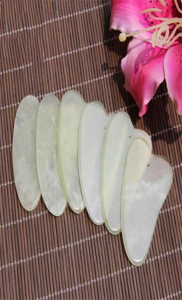 Natural GUA SHA Board Green Jade Stone Guasha Cure Agopuntura Massaggio Strumento Bodice Face Relaxation Beauty Health Care Tool8778256