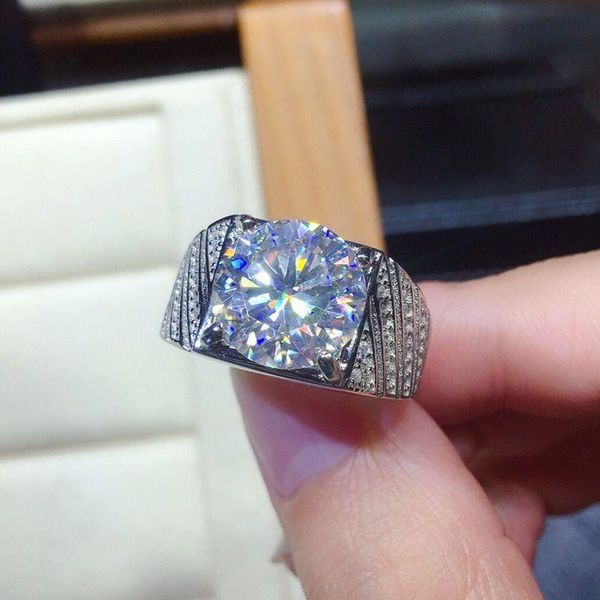 Solitaire männlich 5ct Labor Diamond Ring 925 Sterling Silber Engagement Ehering -Ringe für Männer Moissanite Party Schmuck DKSAs