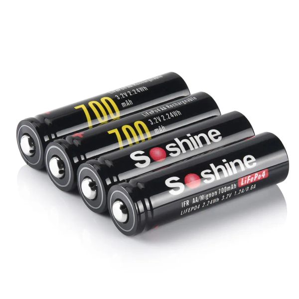 Soshine 3.2V 14500 LifePO4 700mAh wieder aufladen Batterie AA 700mAh Batterien und AA AAA 14500 10440 Smart Battery Ladegerät 2 Steckplatz