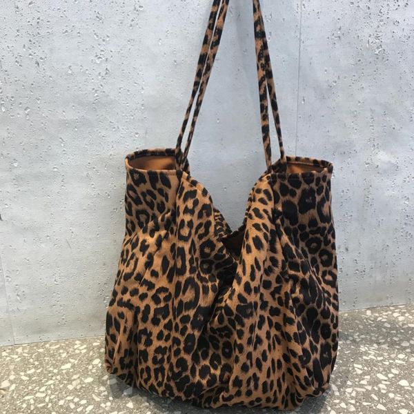 Bolsas de noite Mulheres Menas de leopardo macio Bolsa de bolsa casual Big Capacidade Messenger Messenger Bag Large Eco Shopping Gift Bolsa