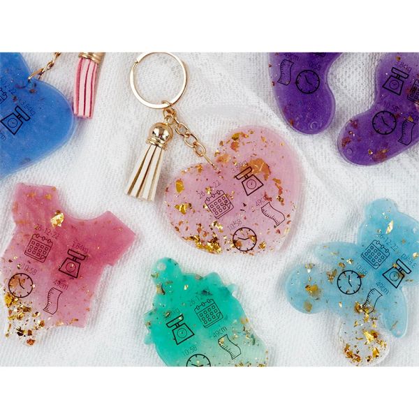 Baby Foot Heart Bear Key Ohrring Silikonform für DIY -Epoxidharz -Handwerk Halskette Anhänger Ornament Schmuck Erstellen Erkenntnisse