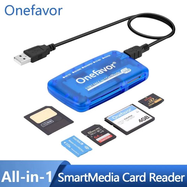OneFavor Intelligent Multifunctional Card Reader portatile USB 2.0 All in One CardReader per CF SM SD XD MMC Memory Stick