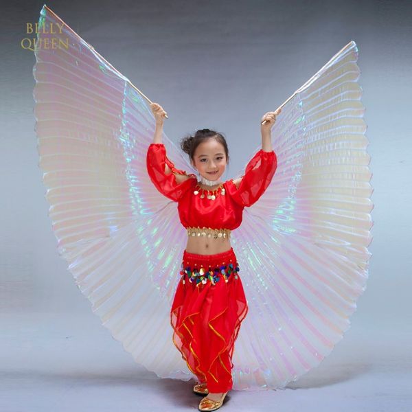 Polyester Kinder Isis Wings Kinder Bauchtanzflügel Gold Silber Weiß mit Stöcken 238 V