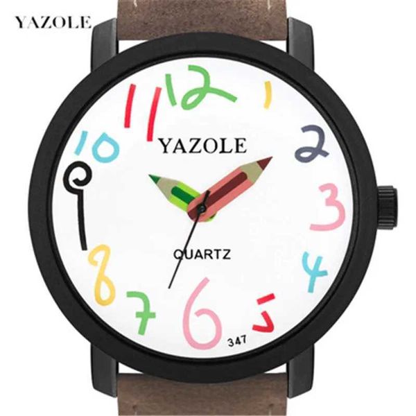 Детские часы Yazole Childrens Watch Creative Pencil Poclince Pointer Quartz Watch кожаные ремешки модные спортивные часы, подходящие для детей и девочек Y240527 Y240527