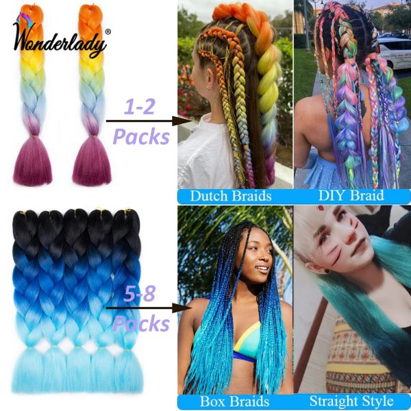 Wonderlady 255 Colore Colore di colore Toriding Crappamenti Jumbo Braccia Acconciatura fai -da -te Extensioni di capelli sintetici per donne intrecciate per donne intrecciate