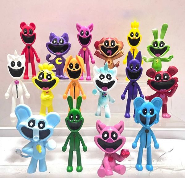 Figuras de brinquedo de ação 8 sorrisos de animais aterrorizantes Sons de rabugamento decorações digitais Presentes de aniversário fofos e divertidos Toys feitos à mão T240524