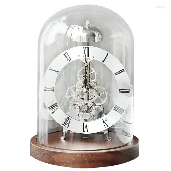 Tischuhrs Glas LED Mechanische Schreibtisch Uhr Stylish Wood Office Elegantes Wohnzimmer Ästhetische Schlafzimmer Dekoration Zubehör