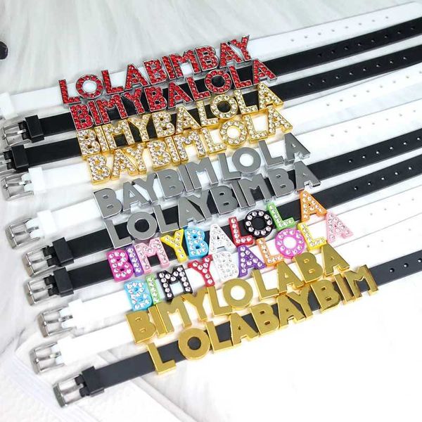 Altri accessori di moda 21 cm Bracciale lirico con lettere in bianco e nero Lettere di fascino scorrevole con 10 pezzi Random Varie gioielleria spagnola Suitb J240527