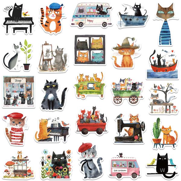 50pcs interessante Cartoon -Katzen lustige ästhetische Abziehbilder für Laptop Lage Skateboard Scrapbook Stickers Kinderspielzeug Spielzeug