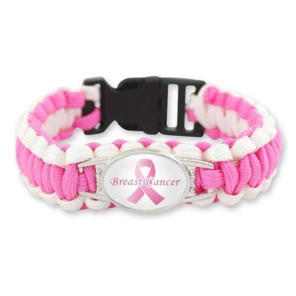 Braccialetti Charm Wholesale 200pcs/Lot 7 Styles Pink Mamming Cancer Fighter Hope Ribbon Consapevole