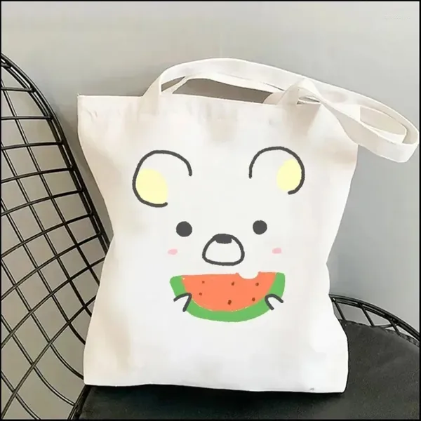 Einkaufstaschen Wassermelone und Cola Frauen Schulter Kawaii Shopper Canvas Bag Fashion Girl Handtaschen