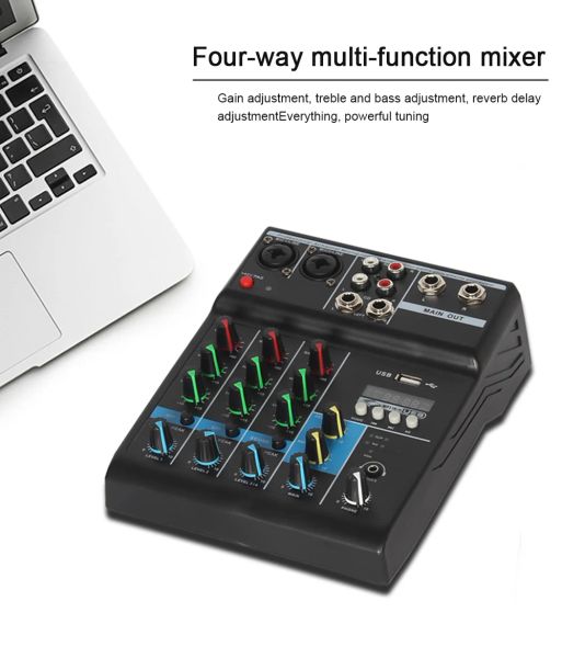 USB con riverbero un mixer a 4 channel Scheda audio mobile Computer per cantare in diretta Mixer F-4A F-4A