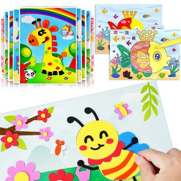 Puzzle 3D Seguiti di nidificazione giocattoli impilati 5-20ps Nuovo gioco di adesivi per schiuma 3D Eva Game per puzzle fai-da-te Cartoon Animal Learning Education Toydrens Multi Multi Mode WX5.26