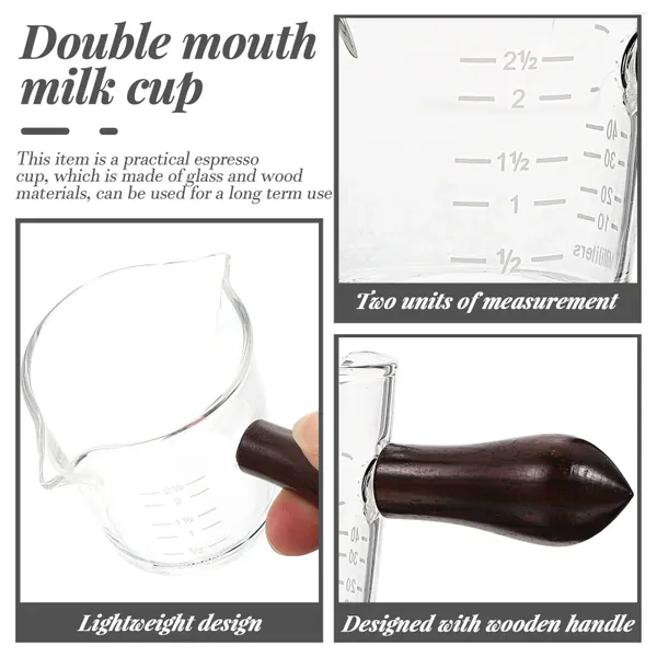 Tazza di tazze brocca brocca latte di latte di latte misurazione della brocca doppia caffettiera sva bocca mini tazze da tè graduate manico di versanti graduati
