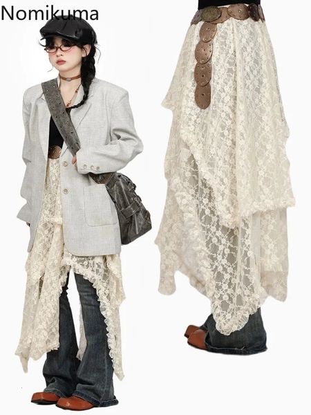 2024 Faldas Mujer de Moda Mode -Röcke für Frauen -Rüschen Blumener Jupe Casual Unrevular Aline Korean Saia 49A992 240517
