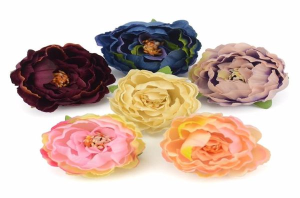 100pcs 5cm Cabeças de flores peônias de seda artificial baratas para casamento decoração de casal Diy Corsage Wreath Craft Fall Vivid Fake Flowers6347320