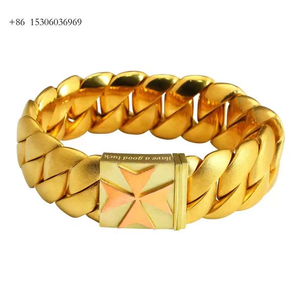 Bracciale Men 999 Fip Funzione Gold Cubana Gold Pure