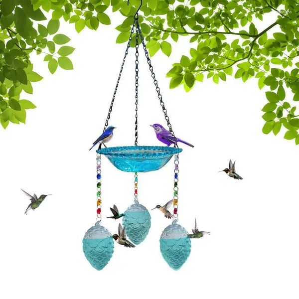 Decorazioni da giardino Maldek Vita colibrì alimentatore e bagni per uccelli per una fontana all'aperto con 3 approvvigionamento rosso