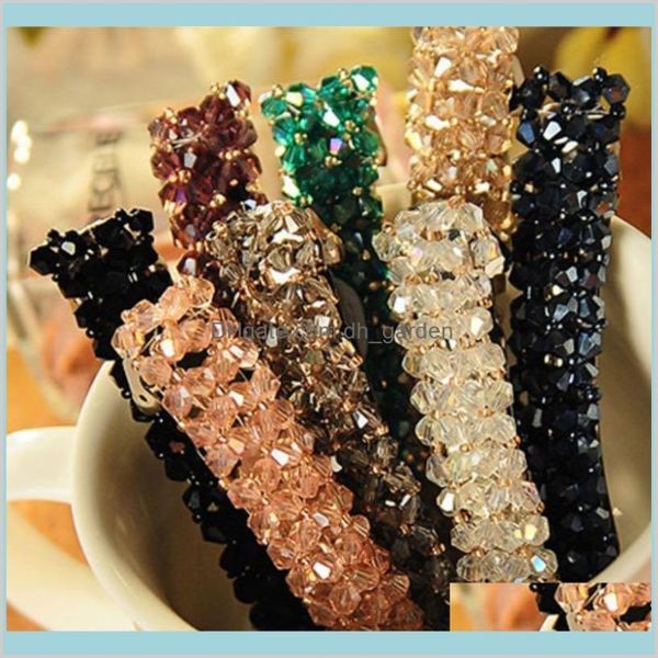 Barrettes Crystal Four Reihen Spring Haarnadel super glänzende handgefertigte Perlenhaarklammern 6 Farben Großhandel Frauen Schmuck Drop Lieferung 2021 206H