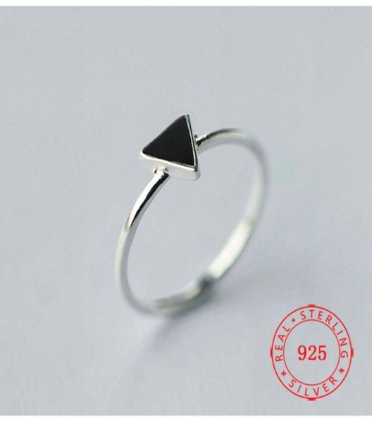 Simple Real 925 Серебряный кольцо стерлингового кольца Сложные кольца любовных треугольников с регулируемым размером дизайн ювелирные изделия3299058