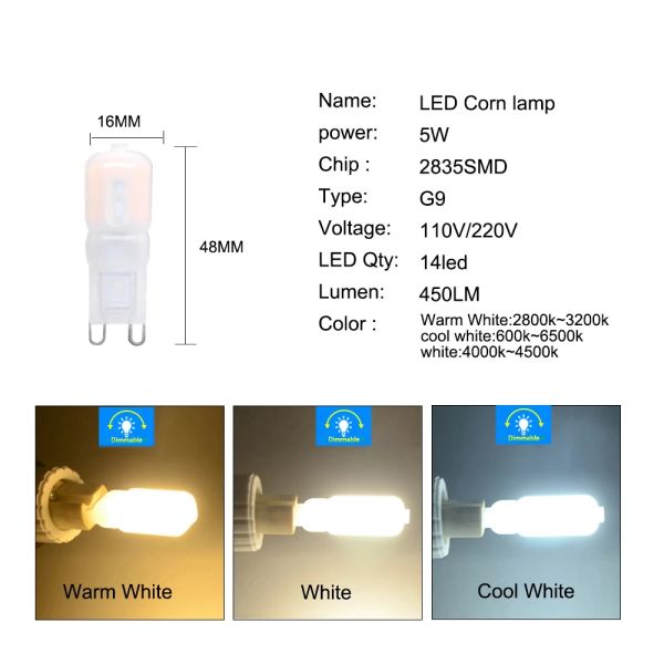 G9 Светодиодная лампочка кукурузы 110 В 220V SMD2835 Прожектором для гостиной спальни хрустальная люстра заменить галогенные лампы освещение