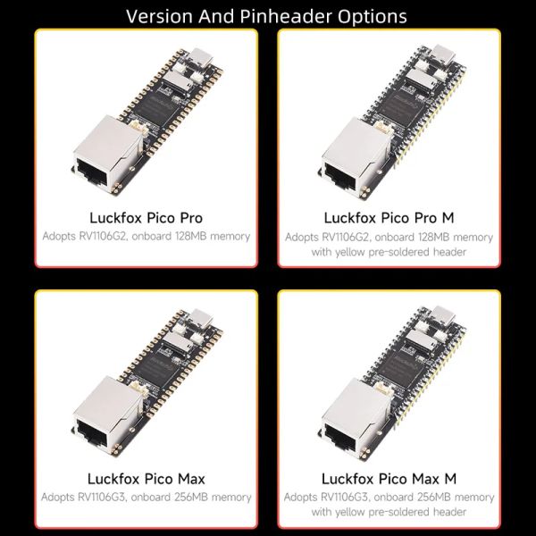 LUCKFOX PICO PRO / MAX RV1106 ROCKCHIP AI BASH ARM Cortex-A7 RISC-V 128/256 DDR3L NPU ISP Camera meglio di Raspberry Pi Pico