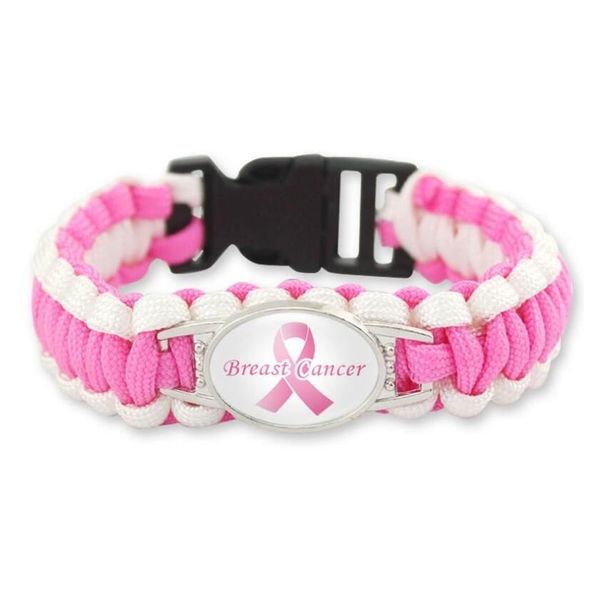 Braccialetti Charm Wholesale 200pcs/Lot 7 Styles Pink Mamming Cancer Fighter Hope Ribbon Awareness Paracord Blue Giallo Outdoor Nero CA DHD4P