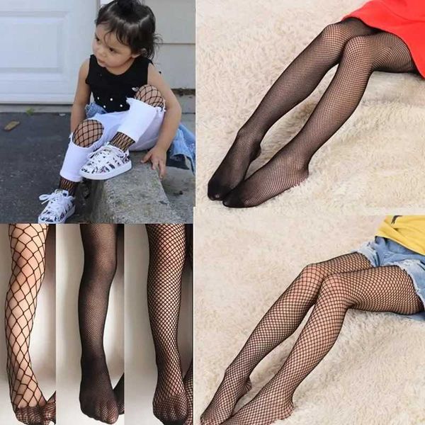 Crianças meias garotas fishnet calças -calças crianças calças pescadas de moda infantil calça negra de rede de meia -calça de meia