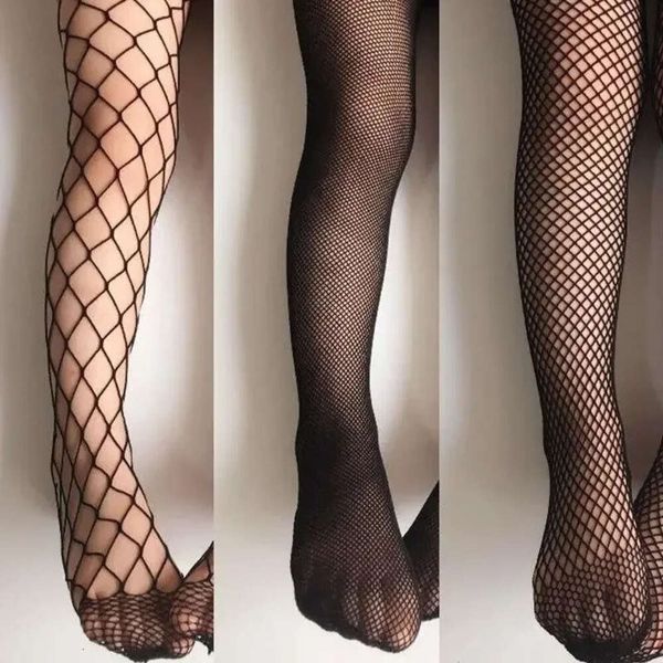 5pcs crianças fashon preto cor branca colorida meia -calça de pesca meias de malha para garotas de laca de renda de verão