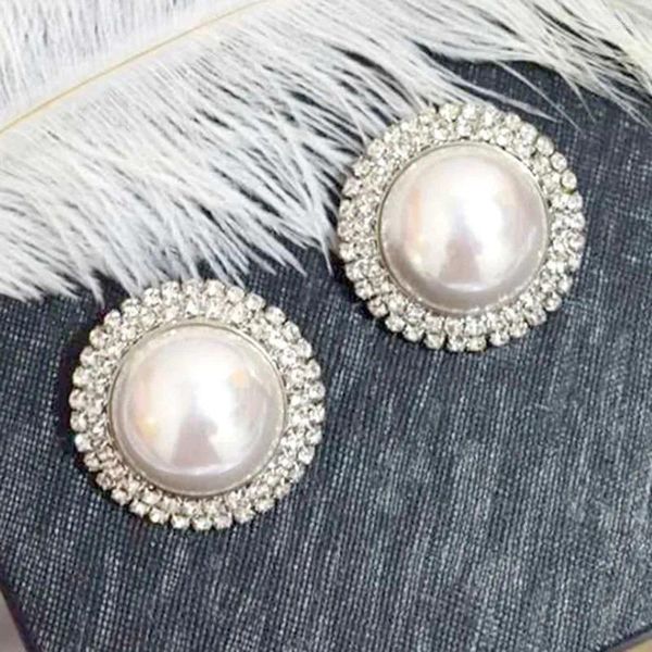 Orecchini per borchie Simplicità Crystal Rhinestone Crystal for Women Vintage Big Imition Pearls Elegant Party Wedding Ear Gioielli all'ingrosso