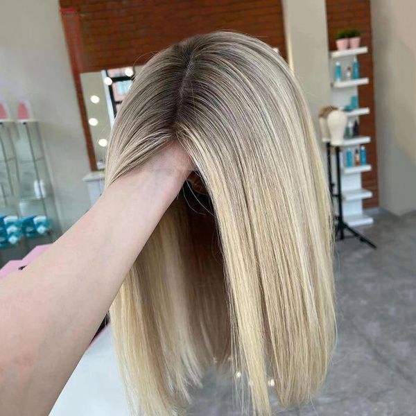 Перуанские мягкие волосы короткие боб омбре блондинка 613 шелковистый прямой прямой 180 -градусный кружев