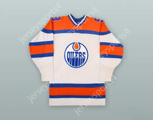 Custom 1973-74 WHA Ross Perkins 9 Edmonton Oilers Jersey White Hockey STITCHED S-M-L-XL-XXL-3XL-4XL-5XL-6XL