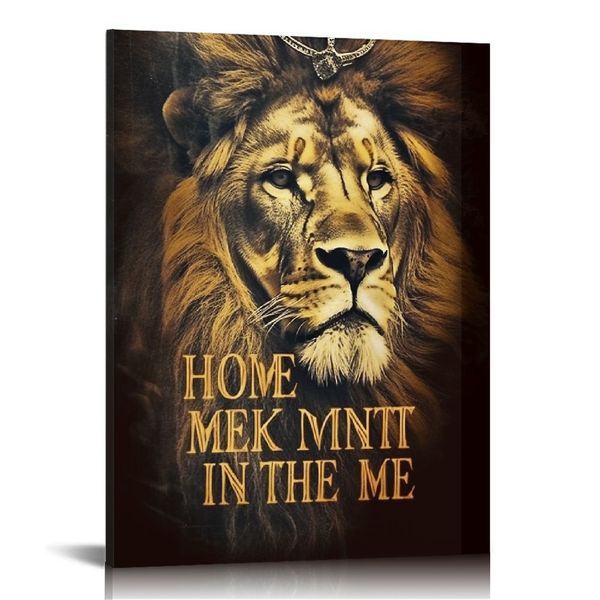 Poster Print Lion Head Mentset Mentile Motivacional Inspirational Arte da parede Tanapária Estrecho de impressão Pintura de imagens para o escritório Decoração do quarto da casa do corredor