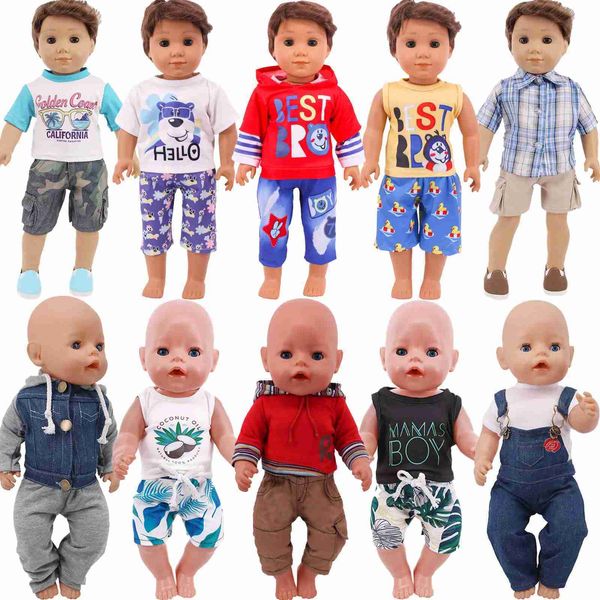 Dolls Apparel Dolls Born Baby Doll Roupet Roupet Print Print Casual Home Wear para 43 cm de bebê Reborn Logan Boy Dolls Our Generation Acessórios Toys WX5.27